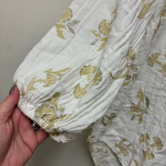 Anthropologie Floreat Atley Metallic Floral Embroidered Peasant Tunic Top - Picture 4 of 13